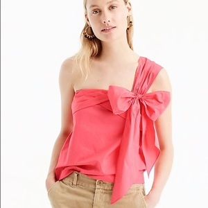 J. Crew One Shoulder Bow Top Wildflower Pink Size 2 VGUC